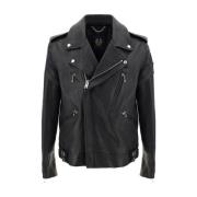 Belstaff Klassiskt läder bikerjacka med dragkedja Black, Herr