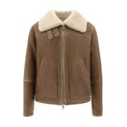 Yves Salomon Shearling Lambskin Jacket med Dubbel Dragkedja Brown, Her...