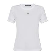 Dolce & Gabbana Räfflad t-shirt med logotypformad applikation White, D...