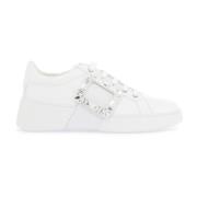 Roger Vivier Vita Läder Rhinestone Skate Sneakers White, Dam