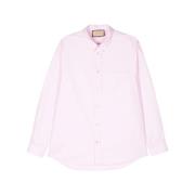 Gucci Broderad Bomull Oxford Skjorta Pink, Dam