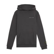 Lyle & Scott Broderad Bomullshoodie Gray, Herr