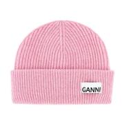 Ganni Rosa ullblandad beaniefloss Pink, Dam