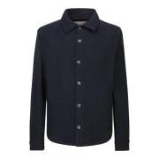 Herno Blå Ull Herringbone Overshirt Blue, Herr