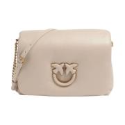 Pinko Love Birds Diamond Cut Läder Väska Beige, Dam