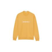 Saint Laurent Ekologisk Bomull Broderad Sweatshirt Yellow, Herr