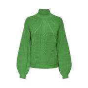 Only Grön Bee Highneck Stickad Tröja Green, Dam