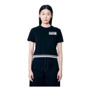 Moncler Logotyp Tryck Bomull T-shirt Black, Dam