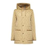 Burberry Lättviktig Quiltad Beige Jacka Beige, Dam