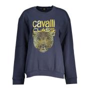 Cavalli Class Blå Långärmad Sweatshirt med Tryck Blue, Dam