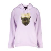 Cavalli Class Lila hoodie med långa ärmar och tryck Purple, Dam