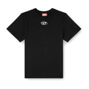 Diesel Bomull Crew-neck T-shirt med Logo Black, Dam