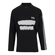 Y-3 Svart tröja med grafiskt logotryck Black, Herr