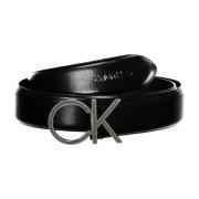 Calvin Klein Svart läder herrbälte metalllogo Black, Herr