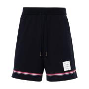 Thom Browne Blå Jersey Shorts med RWB Stripe Blue, Herr