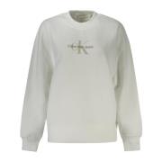 Calvin Klein Vit Sweatshirt med Långärmad Logo White, Dam