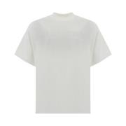 Jil Sander Monokrom Bomull T-shirt med Ribbad Crew Neck White, Herr