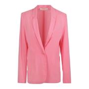 Jucca Creponne Blazer med Reguljär Revers Pink, Dam