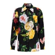 Dolce & Gabbana Silkesblommig skjorta med gula knappar Multicolor, Dam