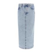 Fabiana Filippi Kontrastsöm Denim Midi Kjol Blue, Dam