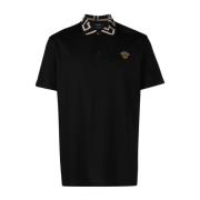 Versace Grekiskt Motiv Broderad Bomullspolo Black, Herr