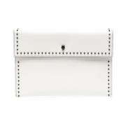 Alexander McQueen Ivory Läder Studded Clutch Väska White, Dam