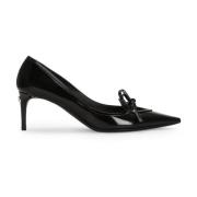 Dolce & Gabbana Svarta läderpumps med guldlogotyp Black, Dam