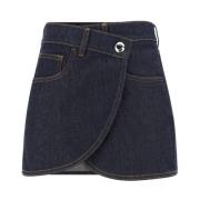 Coperni Asymmetrisk Denim Minikjol Knappstängning Blue, Dam