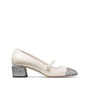 Jimmy Choo Silver Glitter Pumps för Kvinnor Beige, Dam