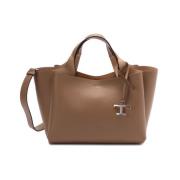 Tod's Beige Lobster Claw Handväska med Fickor Brown, Dam