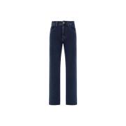 Jacob Cohën Hög midja bomullsjeans med monogram patch Blue, Dam