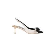 Elisabetta Franchi Bow Slingback Sko med Gros-grain Tå White, Dam