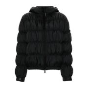 Moncler Kort vadderad jacka med ruches Black, Dam