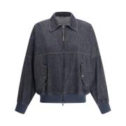 Brunello Cucinelli Räfflad Jeansjacka med Dragkedja Blue, Dam