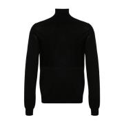 Jil Sander Svart Ulltröja Hög Hals Black, Herr