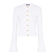 Balmain Veckad stickad kofta White, Dam