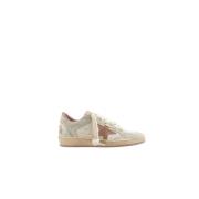 Golden Goose Beige Stjärn Läder Sneakers med Gul Mocka Beige, Dam