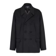 Balmain Ull och Cashmere Peacoat Black, Herr