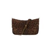 Jérôme Dreyfuss Leopardmönstrad Läder Crossbody-väska Brown, Dam