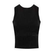 Ermanno Scervino Räfflad Crew Neck Top med Logo Black, Dam