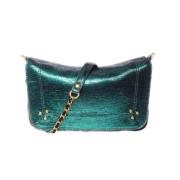 Jérôme Dreyfuss Lamé Läder Crossbody Väska Green, Dam