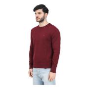 Tommy Hilfiger Bordeaux Crew Neck Sweater Essential Design Red, Herr