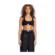 Jean Paul Gaultier Stilren Crop Tank Top Black, Dam