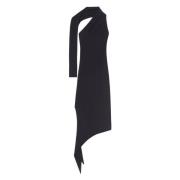 Courrèges Asymmetrisk Svart Crepe Klänning Black, Dam