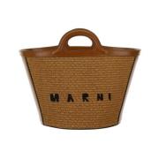 Marni Raffia hinkväska med läderkant Brown, Dam