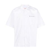 Marni Tryckt logotyp poplin skjorta White, Herr