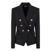 Balmain Dubbelknäppt kavaj Noir/or Aw23 Black, Dam