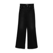 Liu Jo Mörka Bomullsbreda Design Jeans Black, Dam