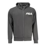 Fila Svart huvtröja med dragkedja för män Black, Herr