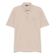 Ermenegildo Zegna Bomull Polo Skjorta 3 Knappar Italien Beige, Herr